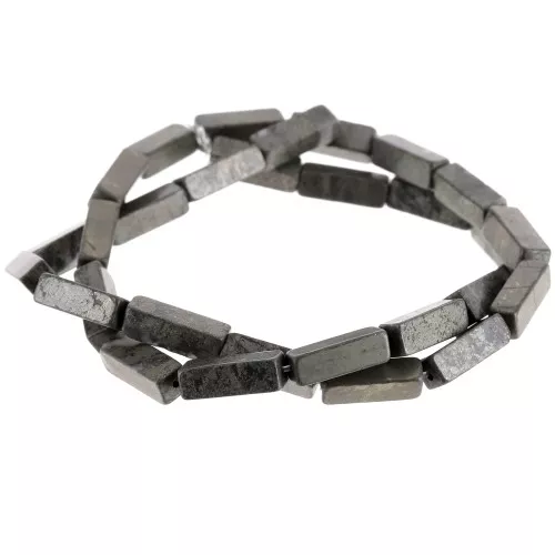 13x4mm Gemstone Tube Beads - Pyrite x40cm
