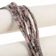 13x4mm Gemstone Tube Beads - Rhodonite x40cm