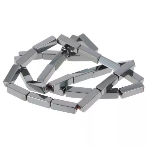 13x4mm Gemstone Tube Beads - Hematite x40cm