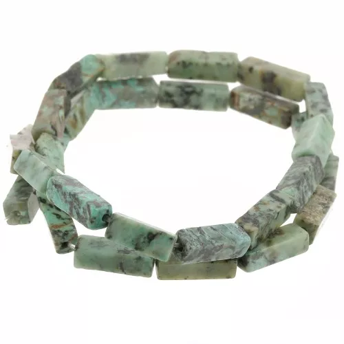 13x4mm Gemstone Tube Beads - African Turquoise - Jasper x35cm