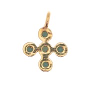 9x7mm Mini Cross Charm with 1.3mm Zircons - fine Gold plated- Turquoise x1