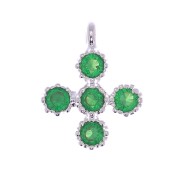 9x7mm Mini Cross Charm with 1.3mm zirconium oxide - Sterling Silver Plating - Green x1|raw }}