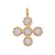 9x7mm Mini Cross Charm with 1.7mm zirconium oxide - Fine Gold Plated- Crystal x1|raw }}