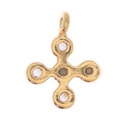 9x7mm Mini Cross Charm with 1.7mm zirconium oxide - Fine Gold Plated- Crystal x1