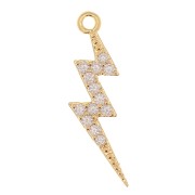 19x7mm flash pendant with zirconium oxide - fine Gold plated  - Crystal x1