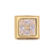 6mm Square pendant with a zirconium oxide - fine Gold plated - Crystal x1