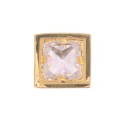 6mm Square pendant with a zirconium oxide - fine Gold plated - Crystal x1