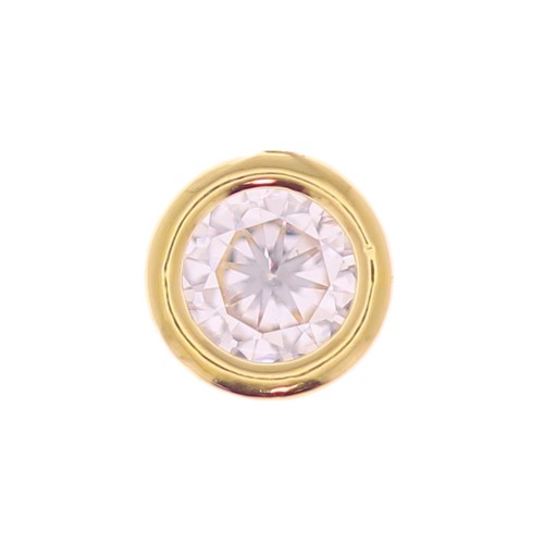 5mm Round pendant with a zirconium oxide - Fine Gold plated - Crystal x1