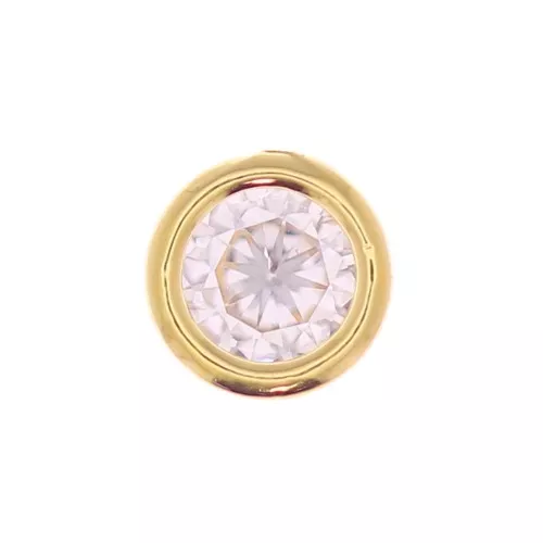 5mm Round pendant with a zirconium oxide - Fine Gold plated - Crystal x1
