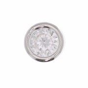 5mm Round pendant with a zirconium oxide - Fine Silver plating - Crystal x1|raw }}