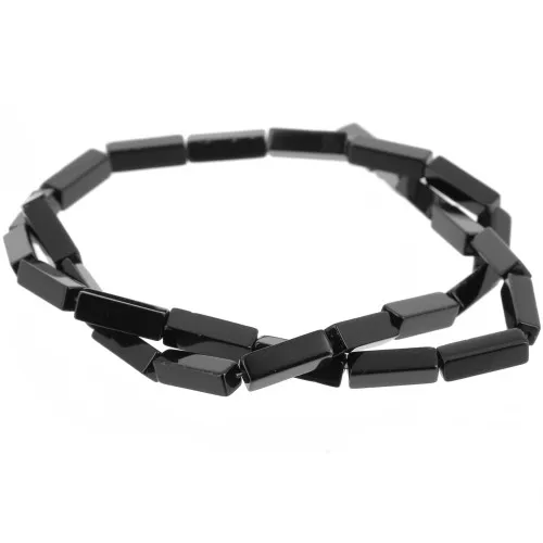 13x4mm Gemstone Tube Beads - Black agate x40cm