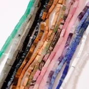 13x4mm Gemstone Tube Beads - Black agate x40cm