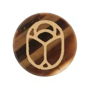 20mm Round flat cabochon - beetle - by Perles&Co - Tiger Eye - Gold x1