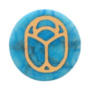 20mm Round flat cabochon - beetle - by Perles&Co - Turquoise - Gold x1
