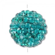 Plasticine round bead rhinestones 8mm Aquamarine x1