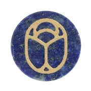 20mm Round flat cabochon - beetle - by Perles&Co - Lapis lazuli - Gold x1