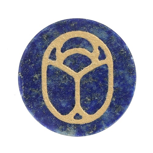 20mm Round flat cabochon - beetle - by Perles&Co - Lapis lazuli - Gold x1