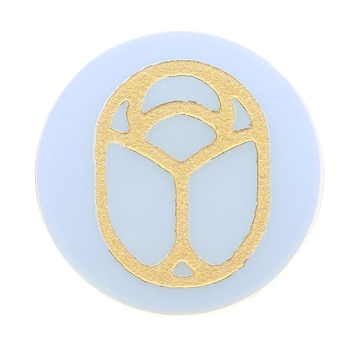 20mm Round flat cabochon - beetle - by Perles&Co - Opalite - Gold x1