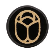 15mm Flat Cabochon - engraved beetle - by Perles & Co - Black Agate - Gold x1|raw }}