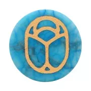 15mm Flat Cabochon - Beetle - by Perles & Co - Turquoise imitatation - Gold x1