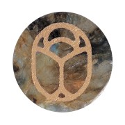 15mm Flat Cabochon - engraved beetle - by Perles & Co - Labradorite - Gold x1|raw }}