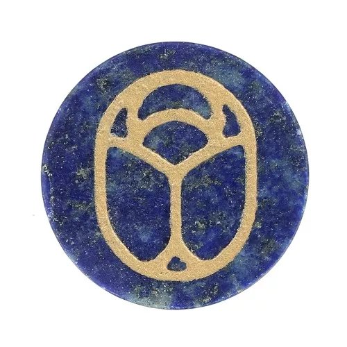15mm round flat Cabochon - Beetle - by Perles & Co - Lapis lazuli - Gold x1