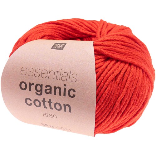 Essentials Organic Cotton Aran - Red x 50g