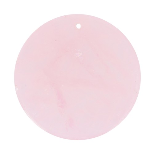 25mm Round flat gemstone pendant - Rose Quartz x1