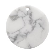 25mm Round flat gemstone pendant - Howlite x1|raw }}
