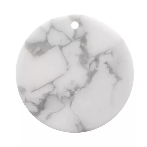25mm Round flat gemstone pendant - Howlite x1