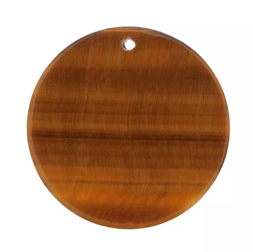 25mm Round flat gemstone pendant - Tiger Eye x1