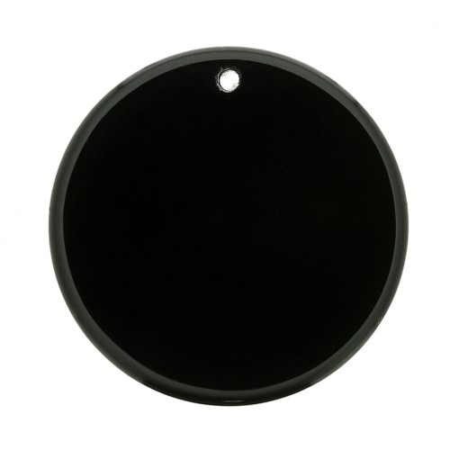 25mm Round flat gemstone pendant - Black Onyx x1