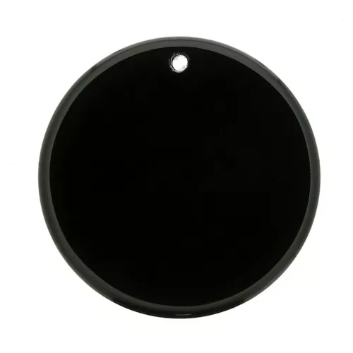 25mm Round flat gemstone pendant - Black Onyx x1