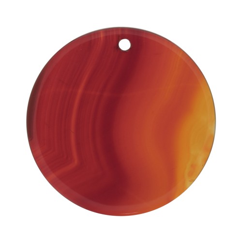 25mm Round flat gemstone pendant - Carnelian x1