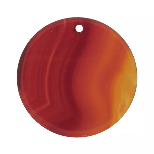 25mm Round flat gemstone pendant - Carnelian x1