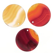 25mm Round flat gemstone pendant - Carnelian x1