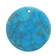 25mm Round flat gemstone pendant - imitation Turquoise x1