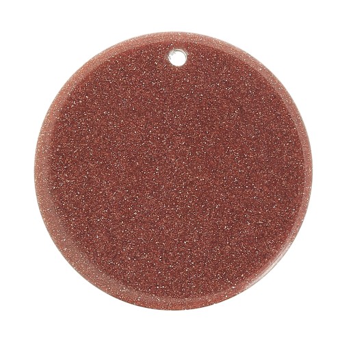 25mm Round flat gemstone pendant - Imitation Sun Stone x1