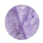 25mm Round flat gemstone pendant - Amethyst x1|raw }}