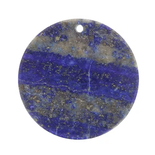 25mm Round flat gemstone pendant - Lapis lazuli x1