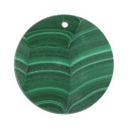 25mm Round flat gemstone pendant - Malachite x1|raw }}