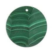 25mm Round flat gemstone pendant - Malachite x1