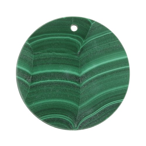 25mm Round flat gemstone pendant - Malachite x1