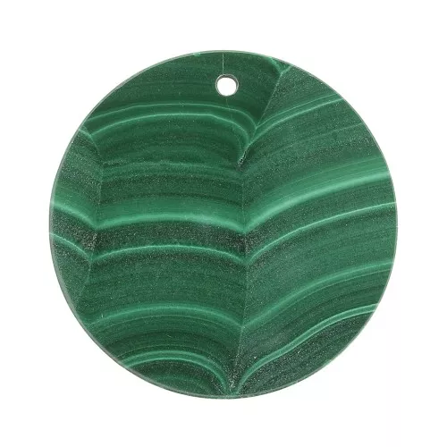 25mm Round flat gemstone pendant - Malachite x1
