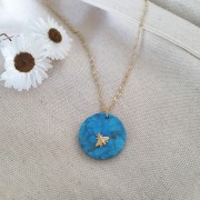 25mm Round flat gemstone pendant - Malachite x1