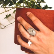 25x18mm Oval engraved beetle cabochon Turquoise coloured imitation gemstone x1