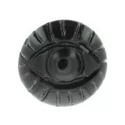 16mm Round engraved eye gemstone cabochon - Black Agate x1