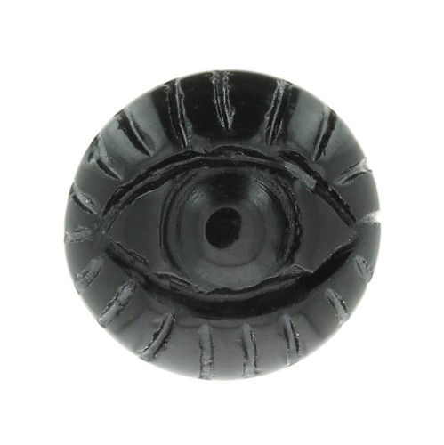 16mm Round engraved eye gemstone cabochon - Black Agate x1