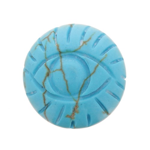 16mm Round engraved eye gemstone cabochon - imitation Turquoise x1