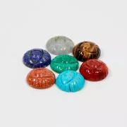 16mm Round engraved eye gemstone cabochon - Opalite x1